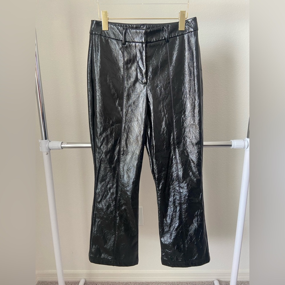 7 For All Mankind Black Patent Boot Cut Pants